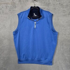 Fairway Greene Performance Tech Vest Mens Large‎ Blue Golf 1/4 Zip Stretch